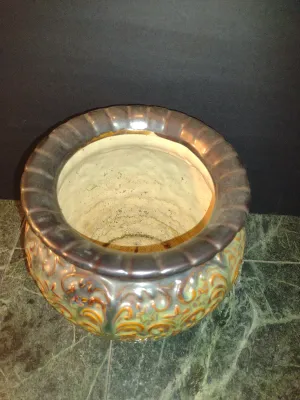 Glazed Ceramic Planter- Approx 8 1/4" Tall, 8" Wide