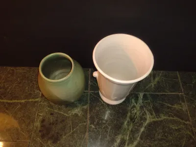 Pair of Pottery Vases- One Marked USA