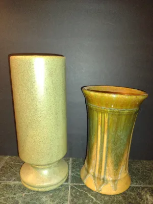 Pair of Pottery Vases- One Marked USA