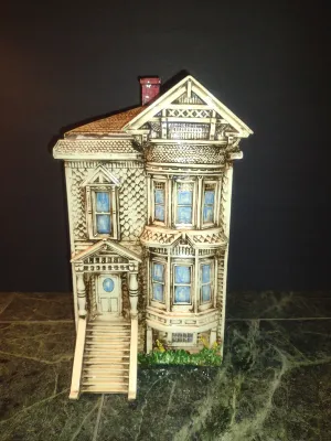 Glazed Ceramic Victorian House Cookie Jar- Approx 11" Tall