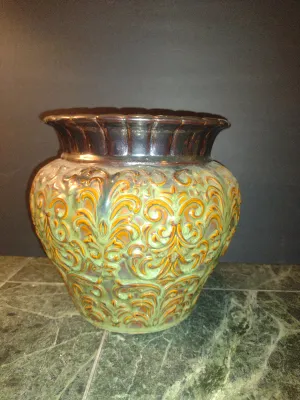 Glazed Ceramic Planter- Approx 8 1/4" Tall, 8" Wide