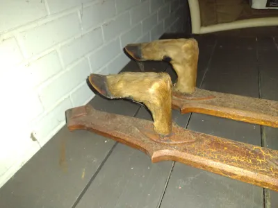 Pair of Rustic Wood Planks with Natural Hoof Hooks