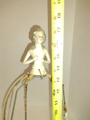 Collection of Ceramic Half Dolls with Metal Cage Bases- Some for Lampshades, Some are Boudoir Lamps- Four Pieces