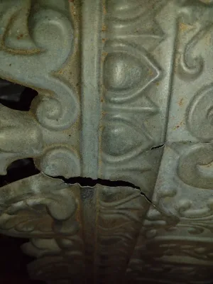 Antique Stamped Metal Decorative Trim- Approx 39 1/4" Long, 9 1/2" Tall- Three Pieces (Bas)