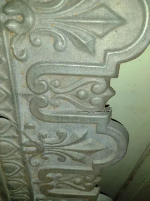 Antique Stamped Metal Decorative Trim- Approx 39 1/4" Long, 9 1/2" Tall- Three Pieces (Bas)