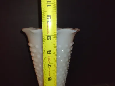 Vintage Anchor Hocking Milk Glass Vase with Hobnail Pattern- Approx 9 1/2" Tall (#56)