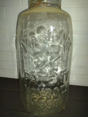 Vintage Large Mason's Jar 1858 Patent with Federal Eagle Design- Approx 18 1/2" Tall