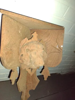 Wooden Wall Corner Display Shelf with Dog Design- Approx 10" Wide, 17" Tall