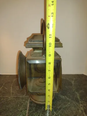 Antique Brass Oil Carriage Lamp- Approx 12 1/2" Tall