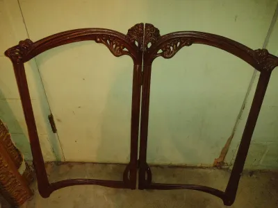 Two Pairs of Hinged Painted Wood Frames- Approx 34" Wide, 29 3/4" Tall (Bas)