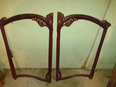 Two Pairs of Hinged Painted Wood Frames- Approx 34" Wide, 29 3/4" Tall (Bas)