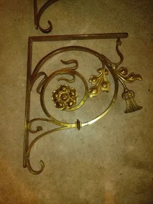 Pair of Ornate Metal Wall Brackets- Possibly Brass- Approx 18 1/2" x 15 1/2"