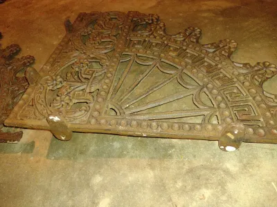 Pair of Antique Victorian Cast Iron Spandrel Brackets- C. Late 1800's- Measure Approx 18 1/2" x 15 3/4" (Set A)
