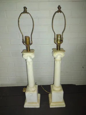 Pair of Marble/Alabaster Lamps- Approx 30" Tall