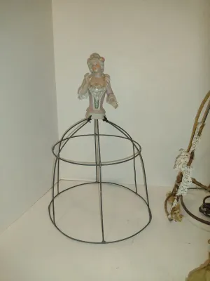 Collection of Ceramic Half Dolls with Metal Cage Bases- Some for Lampshades, Some are Boudoir Lamps- Four Pieces