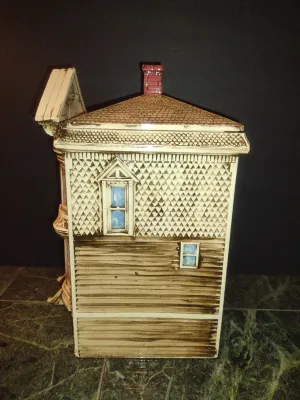 Glazed Ceramic Victorian House Cookie Jar- Approx 11" Tall