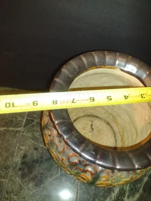 Glazed Ceramic Planter- Approx 8 1/4" Tall, 8" Wide