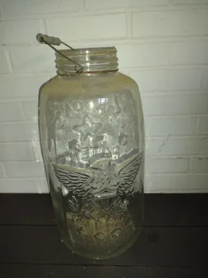 Vintage Large Mason's Jar 1858 Patent with Federal Eagle Design- Approx 18 1/2" Tall