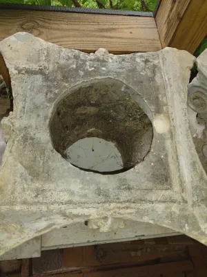 Pair of Corinthian Style Architectural Plaster/Ceramic Column Capitals- Approx 15 3/4" Square and 12" Tall