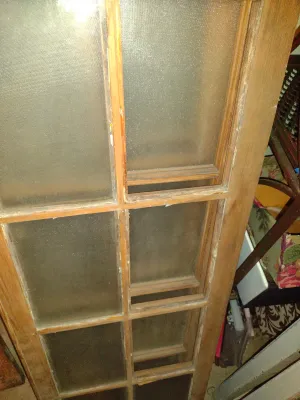 Pair of Wood Framed Eight Panel Windows with Original Hardware- Approx 47 1/2" Tall, 17" Wide (Bas-B)
