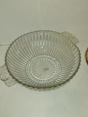 Pair of Glass Bowls- One Amber Glass