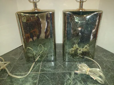 Pair of Mercury Glass Table Top Lamps