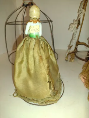 Collection of Ceramic Half Dolls with Metal Cage Bases- Some for Lampshades, Some are Boudoir Lamps- Four Pieces