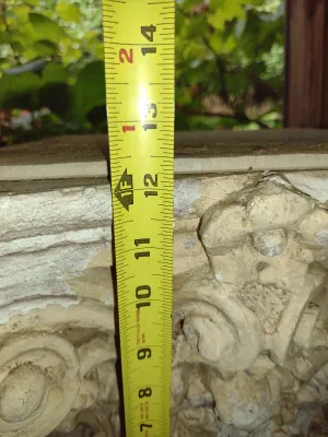Pair of Corinthian Style Architectural Plaster/Ceramic Column Capitals- Approx 15 3/4" Square and 12" Tall