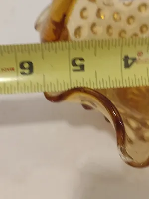Italian Hobnail Amber Glass Basket with Ruffled Edge- Approx 5 1/2" Wide