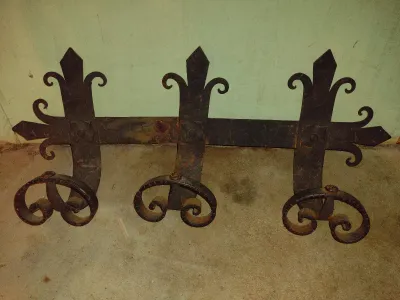 Antique Metal Three Hook Rack for Wall Mounting- Approx 26" Wide