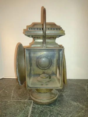Antique Brass Oil Carriage Lamp- Approx 12 1/2" Tall