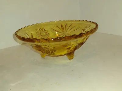 Pair of Glass Bowls- One Amber Glass