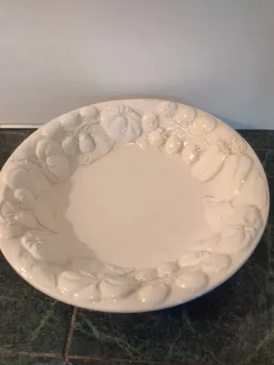 Williams Sonoma Italian Porcelain Serving Bowl- Fruit and Vegetable Design- Approx 12 1/2" Wide