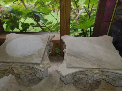 Pair of Corinthian Style Architectural Plaster/Ceramic Column Capitals- Approx 15 3/4" Square and 12" Tall