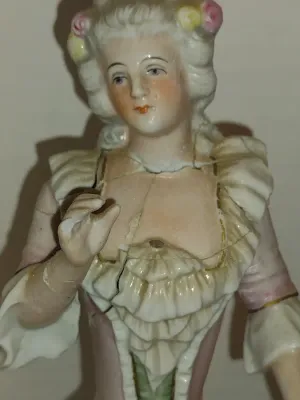 Collection of Ceramic Half Dolls with Metal Cage Bases- Some for Lampshades, Some are Boudoir Lamps- Four Pieces