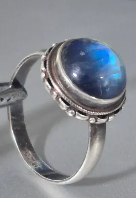 Natural Labradorite round shape Ring ~ size 9.50