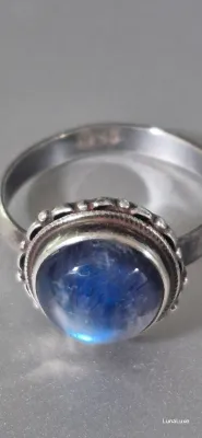 Natural Labradorite round shape Ring ~ size 9.50