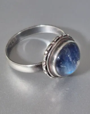 Natural Labradorite round shape Ring ~ size 9.50