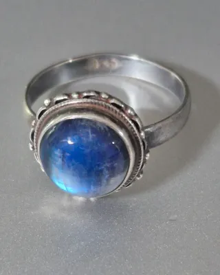 Natural Labradorite round shape Ring ~ size 9.50