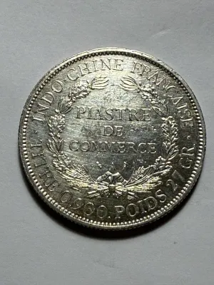 French Indochina 1900-A Circulated/Cleaned 1 Piastre de Commerce Silver Trade Coin 27.2 Grams (Coin-20S) as Pictured.