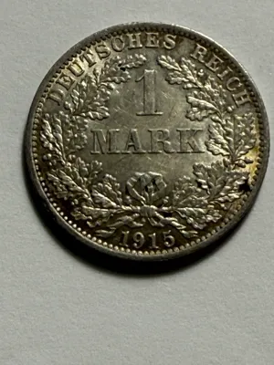 GERMANY 1915-A AU CONDITION 1 MARK SILVER COIN AS PICTURED.