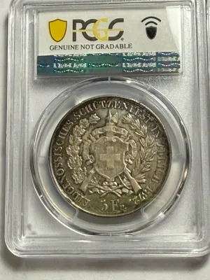 Switzerland: Confederation "Zurich Shooting Festival" 5 Francs 1872 PCGS Certified UNCIRCULATED Details Toned/Cleaned R-1731a...