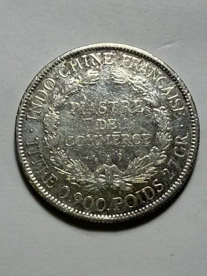 French Indochina 1899-A Circulated/Cleaned 1 Piastre de Commerce Silver Trade Coin 27.2 Grams (Coin-19D) as Pictured.
