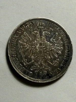 AUSTRIA 1863-A VERY FINE+ CONDITION SOME RIM TICKS FLORIN SILVER COIN AS PICTURED.