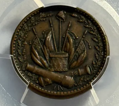 PCGS CERTIFIED 1863 AU55 CIVIL WAR TOKEN PATRIOTIC/CROSSED CANNONS F-82/352A AS PICTURED.