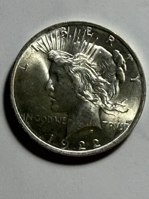 1922-P UNCIRCULATED CONDITION PEACE SILVER DOLLAR COIN-67S AS PICTURED.