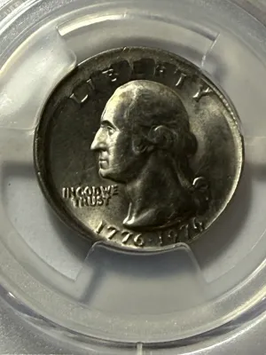 PCGS Certified 1976-P MS60 Bicentennial Washington Quarter Off-Center/Broadstruck Mint Error Coin as Pictured.