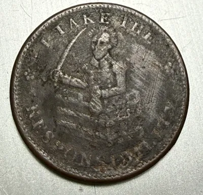 HARD TIMES TOKEN LOW GRADE PITTED & POROUS AS PICTURED.