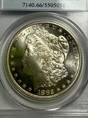 PCGS CERTIFIED 1882-S MS66 WHITE MORGAN SILVER DOLLAR AS PICTURED.