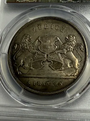 Switzerland: Confederation "Zurich Shooting Festival" 5 Francs 1859 PCGS Certified UNCIRCULATED Details Toned/Cleaned R-1723 as...
